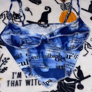 Blue graphic crop top